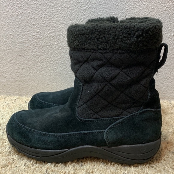 L.L. Bean Black Suede Round Toe Quilted Side Zip Boots - Picture 7 of 11